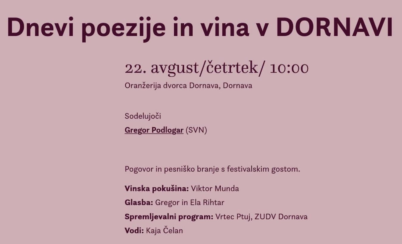 Dnevi poezije in vina v Dornavi